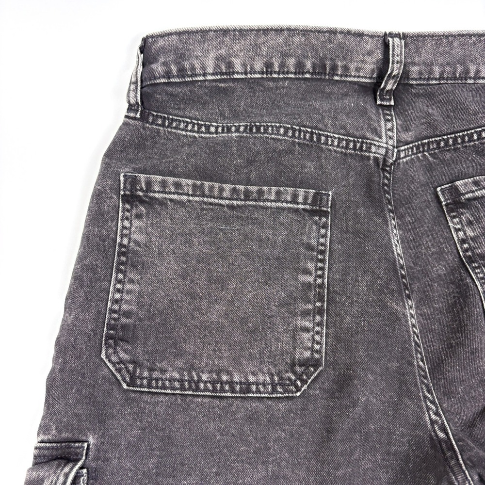 Gap 90s Loose Cargo Jeans Womens Sz 8 Black Wash Grunge Skater Street Y2K Baggy - Picture 12 of 16
